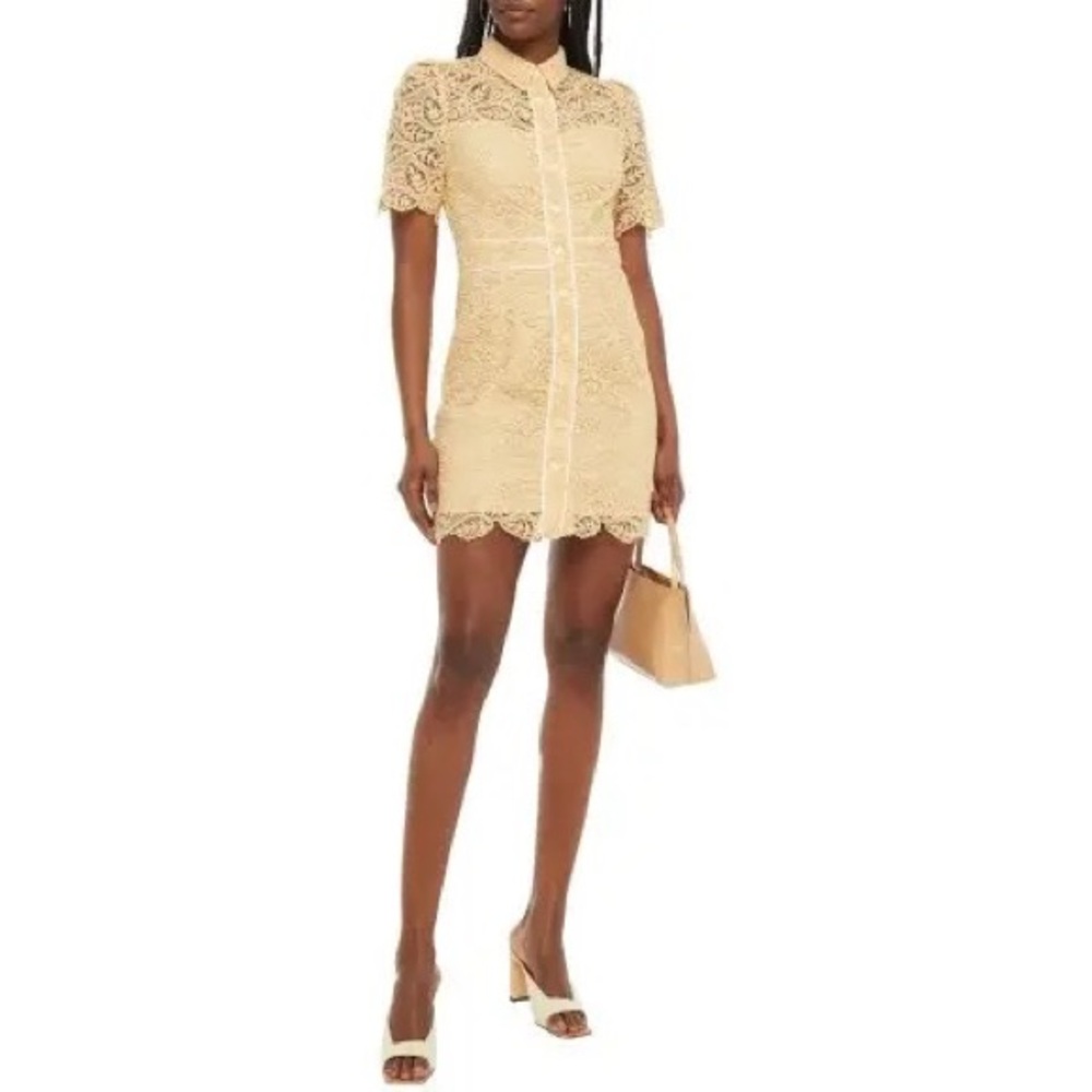 Sandro Live yellow embroidered-floral lace mini dress - Picture 2 of 13